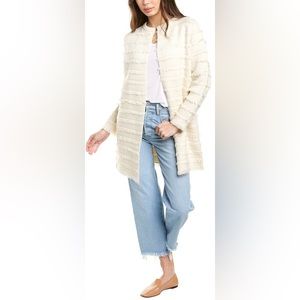 J Crew Juliette collarless sweater-blazer with fringe stripe XXS